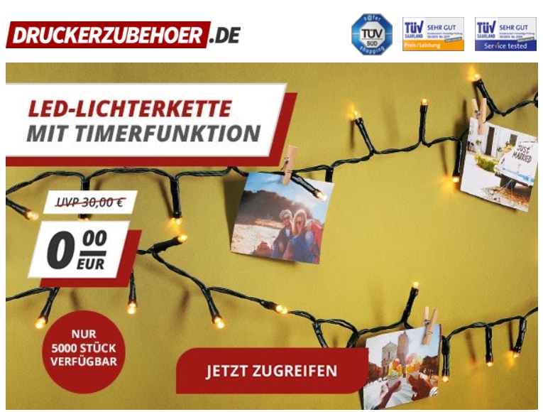 Gratis: LED-Lichterkette für Besteller ab 30 Euro Warenwert