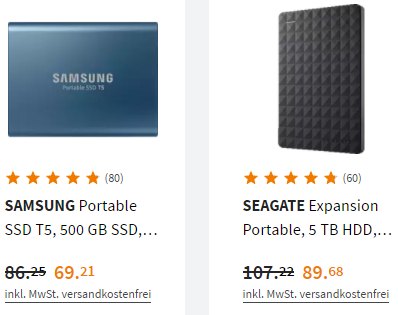 Saturn: Weekend-Deals mit 5-TByte-Festplatte für 89,68 Euro frei Haus