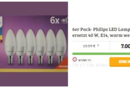 Dealclub: Sechserpack LED-Birnen von Philips für 7 Euro plus Versand