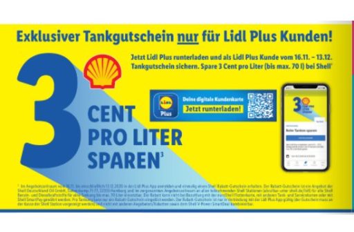 Shell 3 Cent Pro Liter Sparen Lidl Lidl Plus: Drei Cent Tank-Rabatt bei Shell pro Liter – Discountfan.de