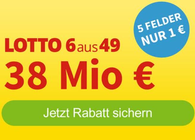 Lotto: Jackpot bei 38 Millionen, fünf Felder ab einem Euro