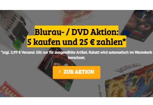 Dealclub: Fünf Blu-rays nach Wahl für 28,95 Euro mit Versand