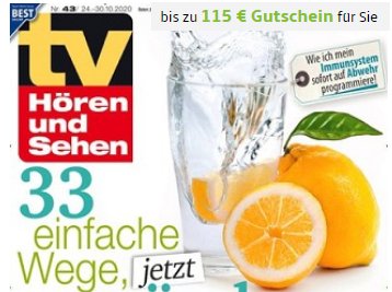 TV Hören und Sehen: Jahresabo für 114,60 Euro mit Gutschein über 115 Euro