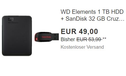 Ebay: TByte-Festplatte und USB-Stick im Bundle für 49 Euro frei Haus