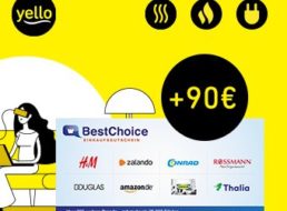 Gratis: 90 Euro Gutschein zum neuen Yello-Stromvertrag geschenkt