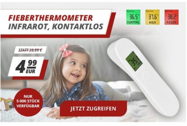 Druckerzubehoer.de: Infrarot-Fieberthermometer für 4,99 Euro