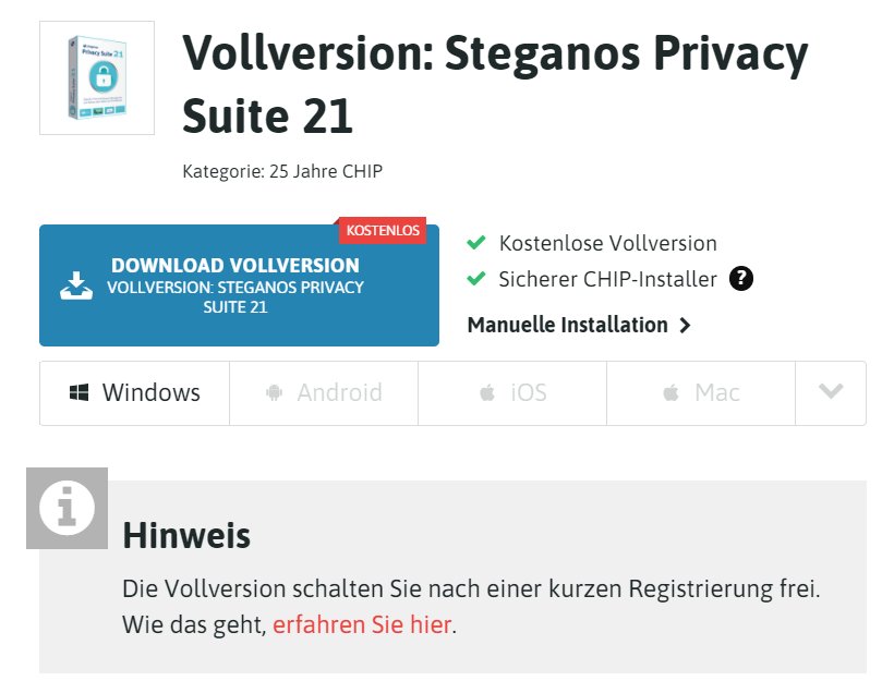 Gratis: Steganos Privacy Suite 21 zum Nulltarif