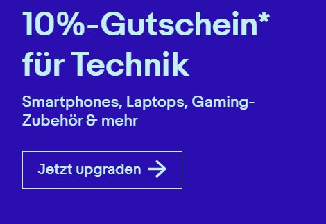 Ebay: 10 Prozent auf Technik von Lenovo, Samsung und anderen