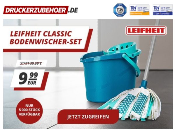 Druckerzubehoer: Leifheit Classic Bodenwischer-Set für 9,99 Euro