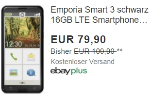 Ebay: Senioren-Smartphone "Emporia Smart 3" als B-Ware für 79,90 Euro