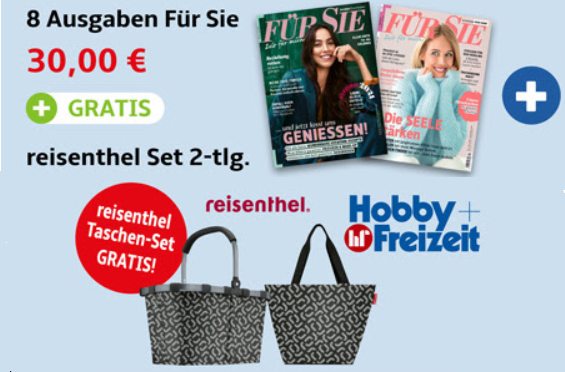 Gratis: Reisenthel-Taschenset zum "Für Sie"-Probeabo für 30 Euro
