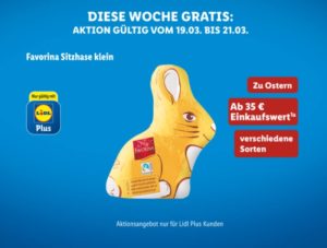 Lidl-Plus: Gratis-Osterhase ab 35 Euro Einkaufswert