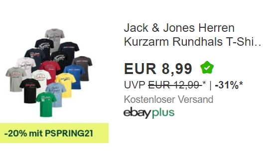 Ebay: Shirts von "Jack & Jones" für 7,19 Euro frei Haus
