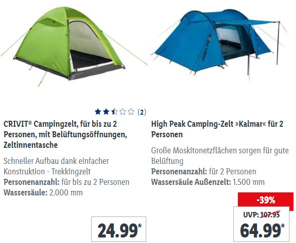 und Lidl: Campingzubehör Angebot im – E-Faltrad