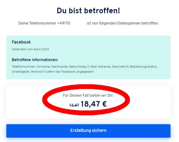 Facebook-Datenleck: 18,47 Euro Schadenersatz unkompliziert anfordern