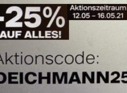 Deichmann: 25 Prozent Rabatt bis Sonntag