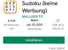 Gratis: App „Sudoku (keine Werbung)“ bei Google Play zum Nulltarif