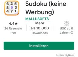 Gratis: App “Sudoku (keine Werbung)” bei Google Play zum Nulltarif