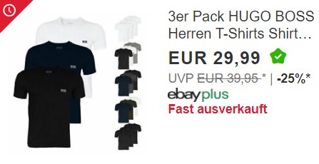 Hugo Boss: Dreierpack T-Shirts für 29,99 Euro frei Haus