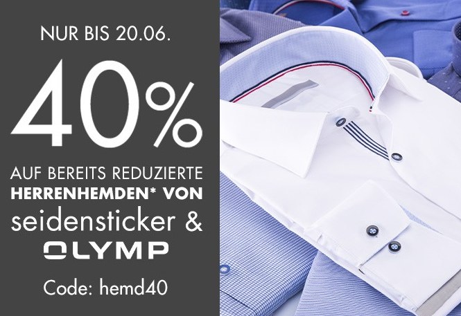 Galeria: 40 Prozent Rabatt auf Sale-Hemden von Seidensticker & Olymp