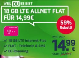 Mobilcom: Telekom-Tarif mit 18 GByte Datenvolumen für 14,99 Euro