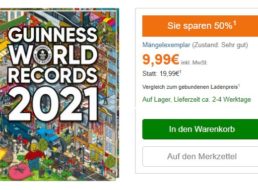 Exklusiv: „Guiness Buch der Rekorde 2021“ mit Mängeln für 9,99 Euro frei Haus
