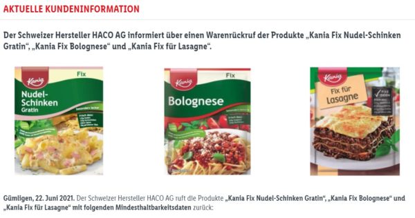 Blei-Alarm: Lidl ruft drei Kania-Nudelsaucen zurück