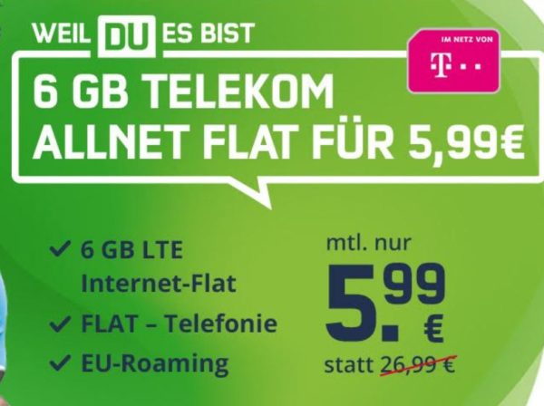 LTE-Flat: 6 GByte im Telekom-Netz für 5,99 Euro