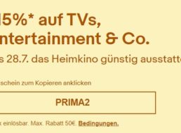 Ebay: 15 Prozent Rabatt auf Heimkino & Co.