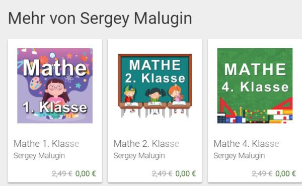 Gratis: 50 Rechenapps von Sergey Malugin für 0 statt je 2,49 Euro