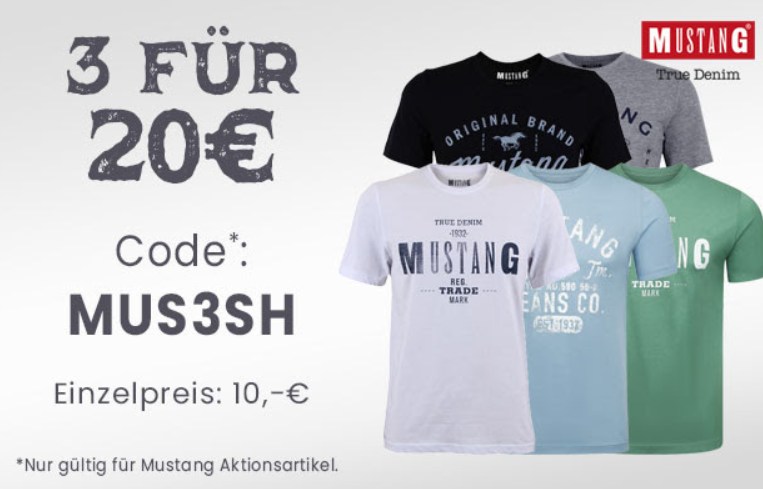 Jeans Direct: Drei Mustang-Shirts zum Preis von zweien