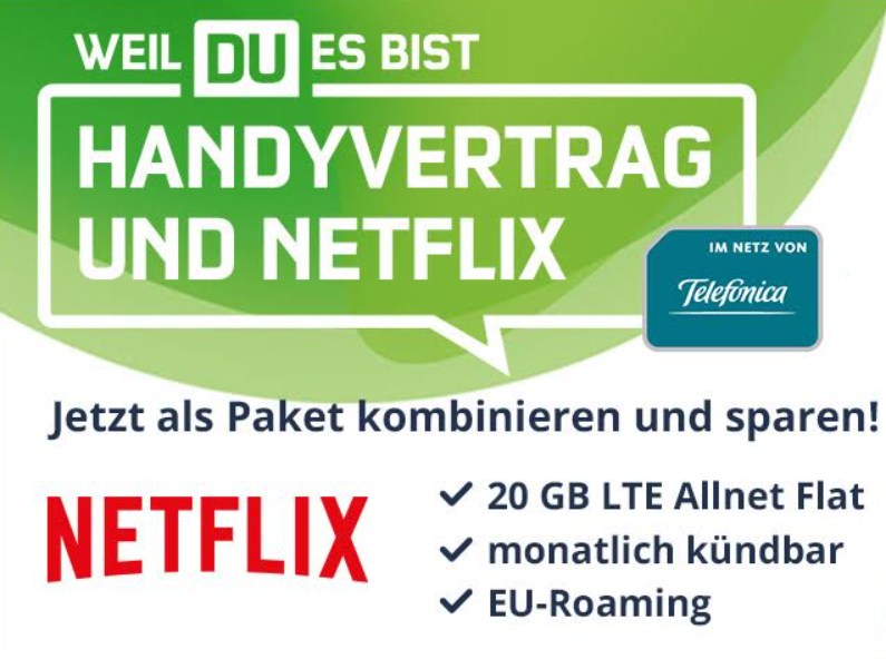 Mobilcom: Monatlich kündbare LTE-Flat mit 20 GByte und Netflix für 26,48 Euro