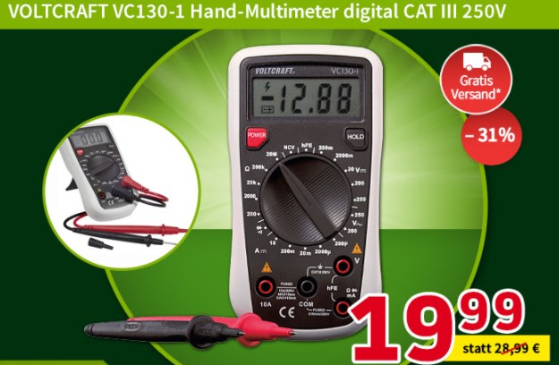 Völkner: Voltcraft-Multimeter VC130-1 für 19,99 Euro frei Haus