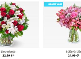 Blumeideal: 15 Sträuße inklusive Vase ab 17,59 Euro