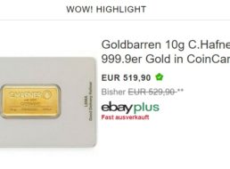 Ebay: 10 Gramm Gold für attraktive 519,90 Euro