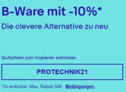 Ebay: 10 Prozent Rabatt auf reduzierte B-Ware-Technik