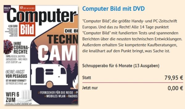 Knaller: 13 Ausgaben "Computerbild mit DVD" zum Nulltarif frei Haus