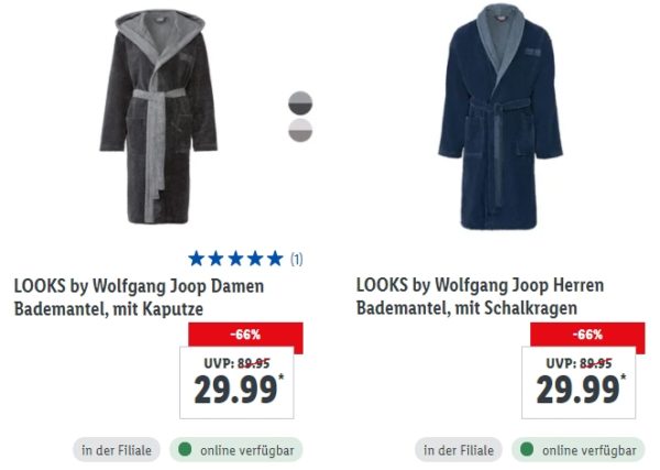 Lidl: Bademantel und mehr von "Looks by Wolfgang Joop"