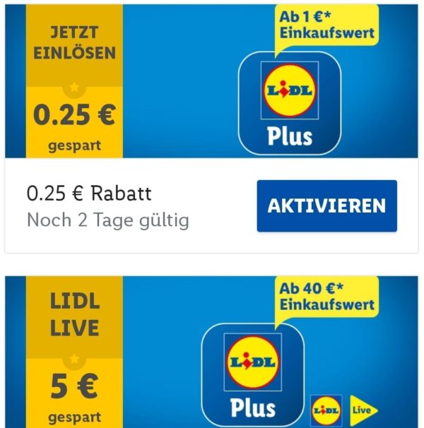 Lidl Plus: 5 Euro Rabatt ab 40 Euro Warenwert