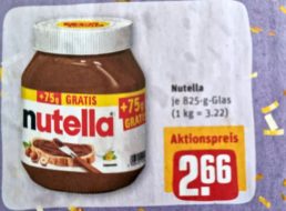 Rewe: Nutella zum Kilopreis von 3,22 Euro