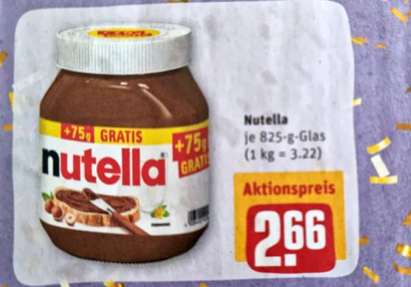 Rewe: Nutella zum Kilopreis von 3,22 Euro