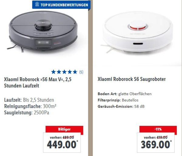 Lidl: "Xiaomi Roborock S6" zum Bestpreis von 369 Euro