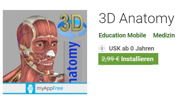 Gratis: App "3D Anatomy" für iOS und Android zum Nulltarif