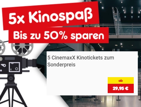 Netto: 5er-Pack Kinotickets für 29,95 Euro frei Haus