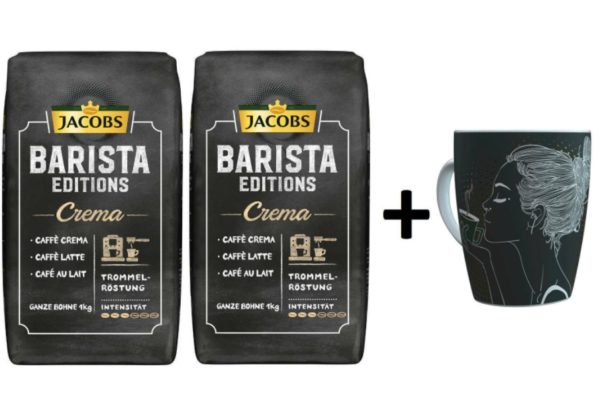 Ebay: 2 Kilogramm Jacobs-Kaffee & Barista-Becher für 19,98 Euro