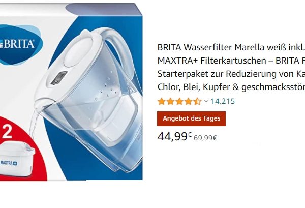 Knaller: Wasserfilter Brita Marella mit 12 Kartuschen für 44,99 Euro