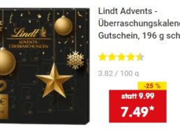 Netto: Lindt-Adventskalender mit 5-Euro-Gutschein für 7,49 Euro