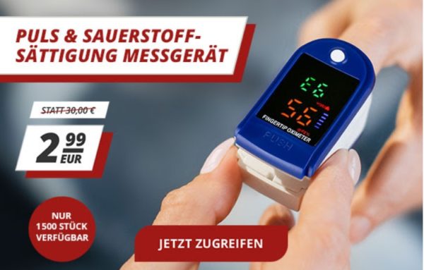 Druckerzubehoer: Sauerstoffsättigung-Messgerät für 2,99 Euro