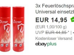 Ebay: Dreierpack Feuerlöschspray zum Bestpreis von 14,95 Euro frei Haus