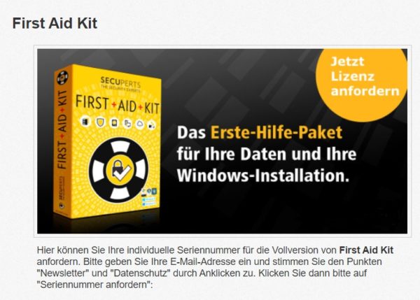 Gratis: "Secuperts First Aid Kit" zum Nulltarif via "PC Welt"